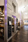 Salvaged doors as room divider. – Ada’s Technical Books & Café – Retail Design – Board & Vellum