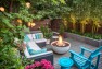 Gas fire pit in yard with comfortable seating. – Urban Yard at The Seattle Box – Board & Vellum
