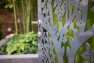 Cut steel pattern in front gate. – Urban Yard at The Seattle Box – Board & Vellum