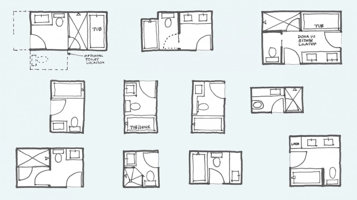 Common Bathroom Floor Plans: Rules of Thumb for Layout – Board & Vellum