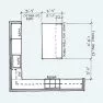 A floor plan showing the dimensions you need to fit a kitchen island.