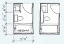 Typical floor plans for bathrooms.