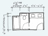 Typical floor plans for bathrooms.
