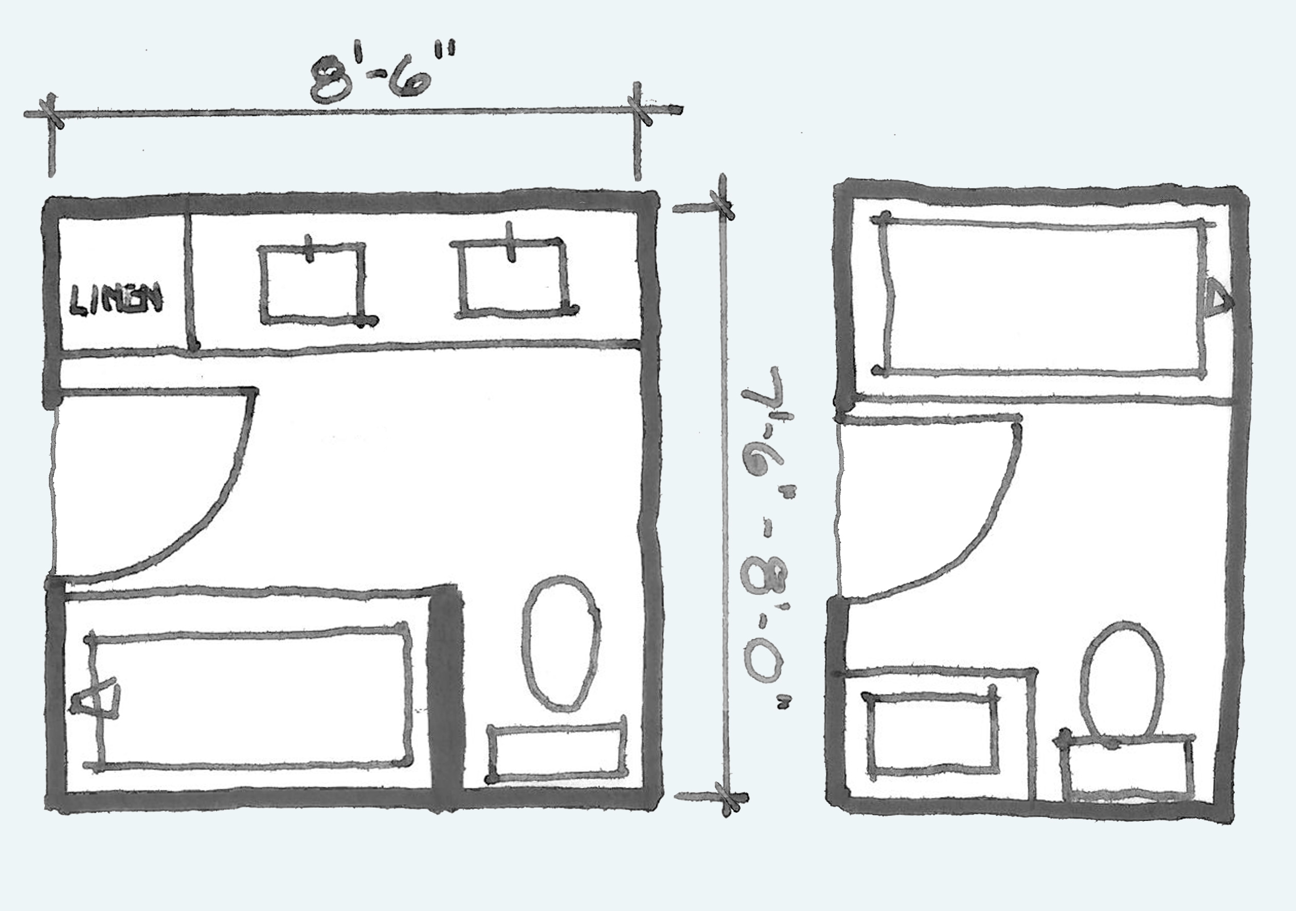 master bathroom floorplan one sink 3 piece bathroom