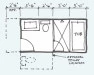 Typical floor plans for bathrooms.