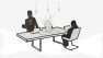 Commercial Design in the Age of Social Distancing – Sketch of two figures at a large table with laptops.