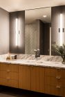 Clean details and a neutral palette imbue a sense of calm in a small bathroom. – North Beach Refresh – Board & Vellum