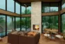 An architectural rendering of the interior of a cabin-style rental home.